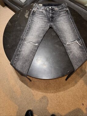 Levi's Slim Straight Ripped Washed Black Jeans like new.